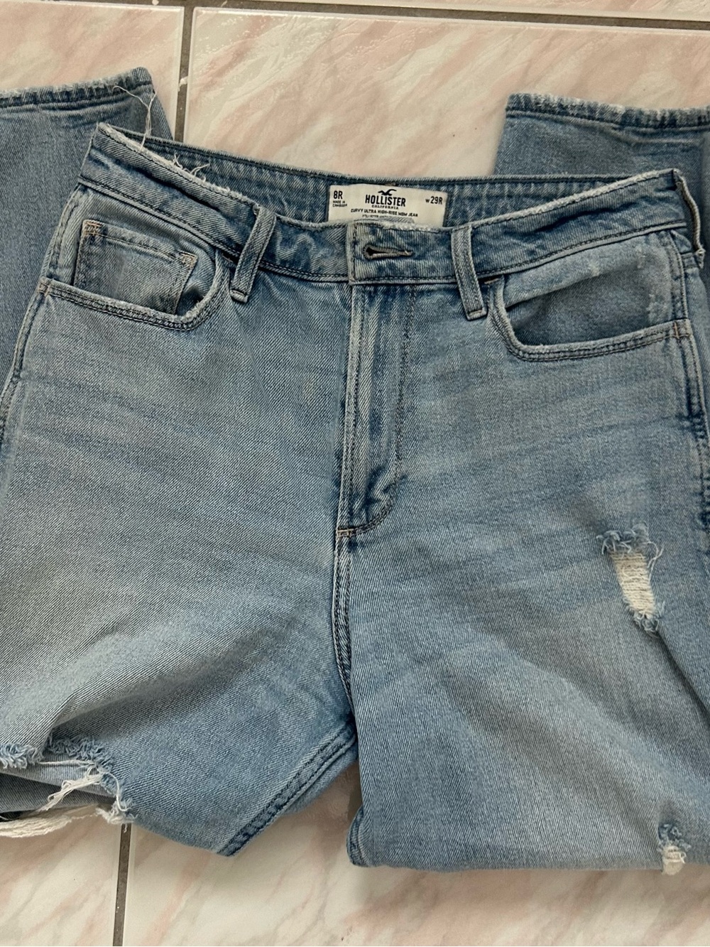 Hollister Women's Light Wash Boyfriend Jeans with Distressing